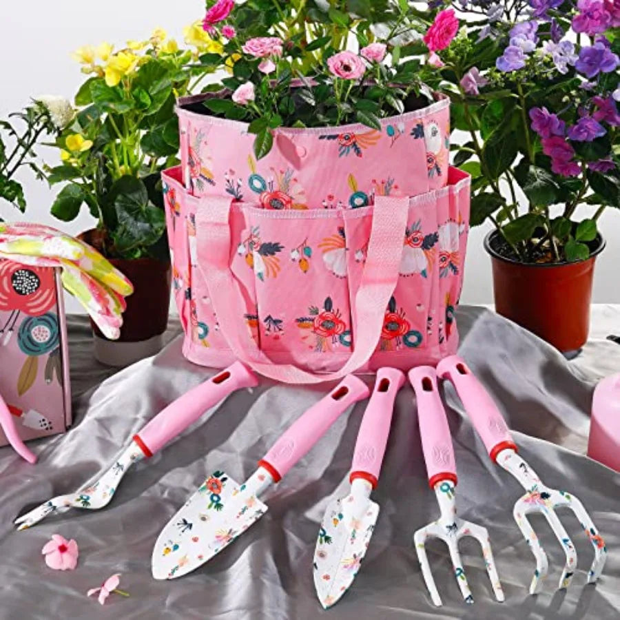 Floral Garden Tools Set Heavy Duty Gardening Trowel Gloves