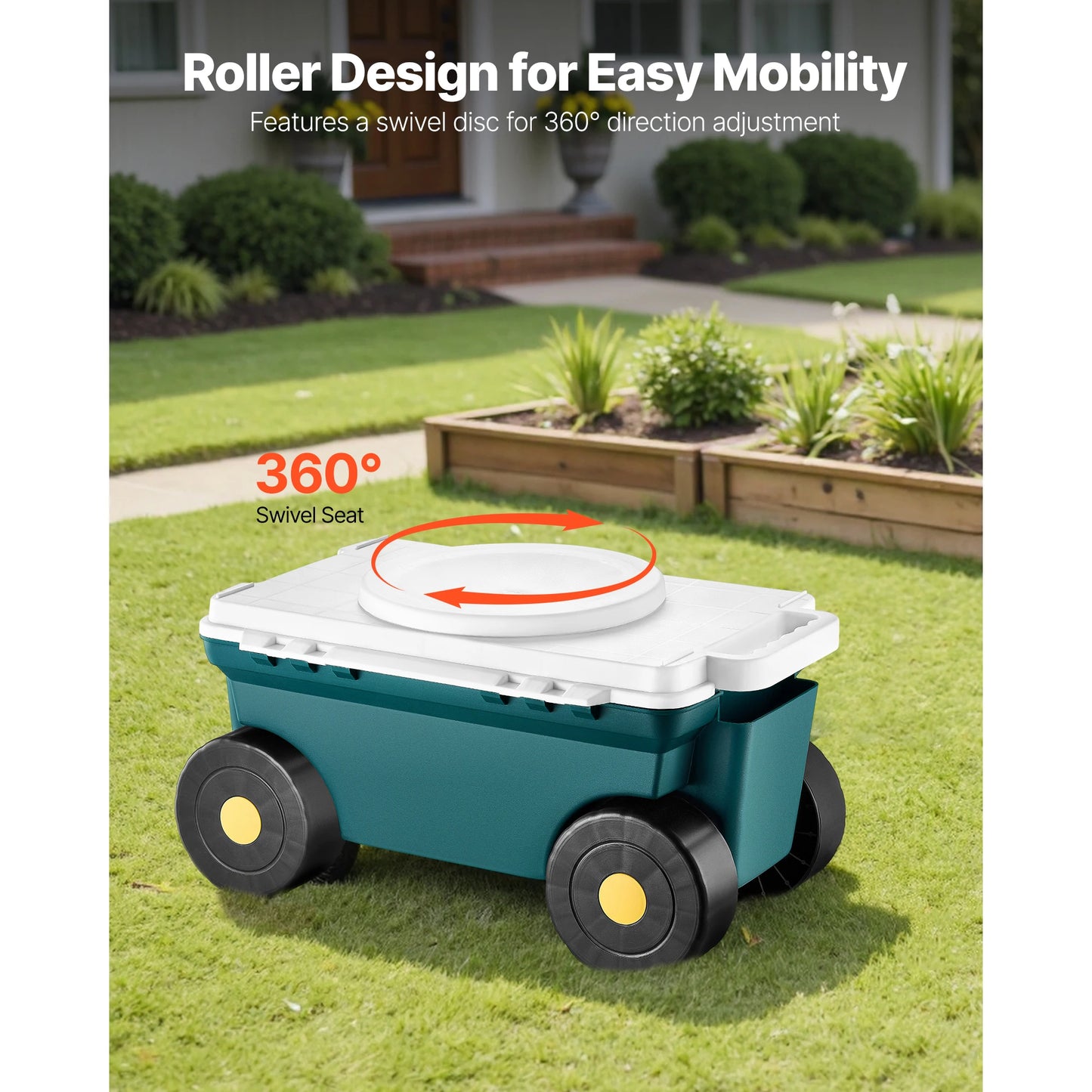 SucceBuy Garden Cart With Seat 2 In 1 Rolling Wagon