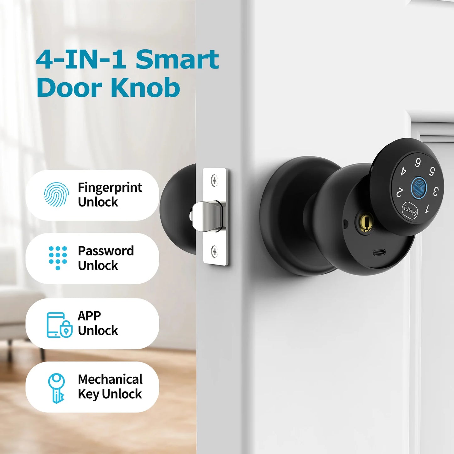 Viladepot Smart Lock Keyless Entry Lock With Biometric Fingerprint Bluetooth