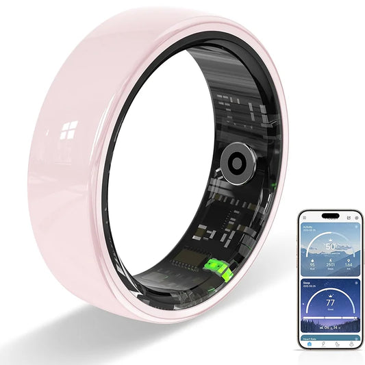 UouNeaCo Ceramic Smart Ring With Charging Case Health Sleep Monitoring