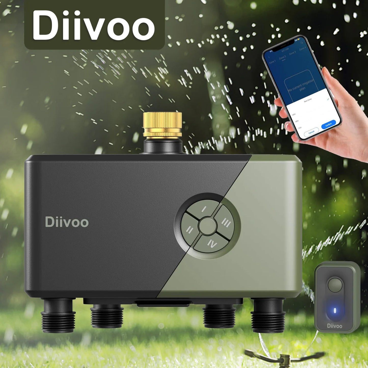Diivoo Garden WiFi Watering Timer 1-4 Zones Automatic Irrigation Controller