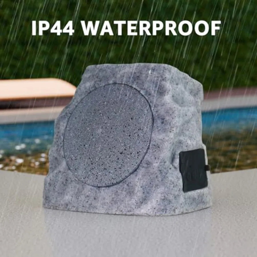 Solar Powered Rock Speakers Outdoor Water-Resistant with 3 Mode Lights and Pair Function USB Rechargeable for Patio Garden Part