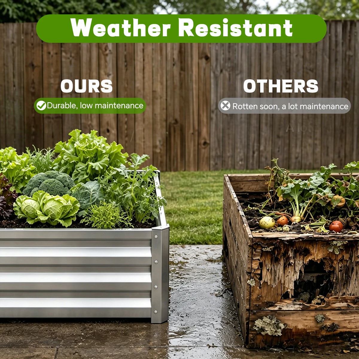 8×2×1ft Galvanized Metal Raised Garden Bed, 2FT Deep Root Elevated Planter Box Steel Large Vegetable Flower Bed Kit Light Green Silver