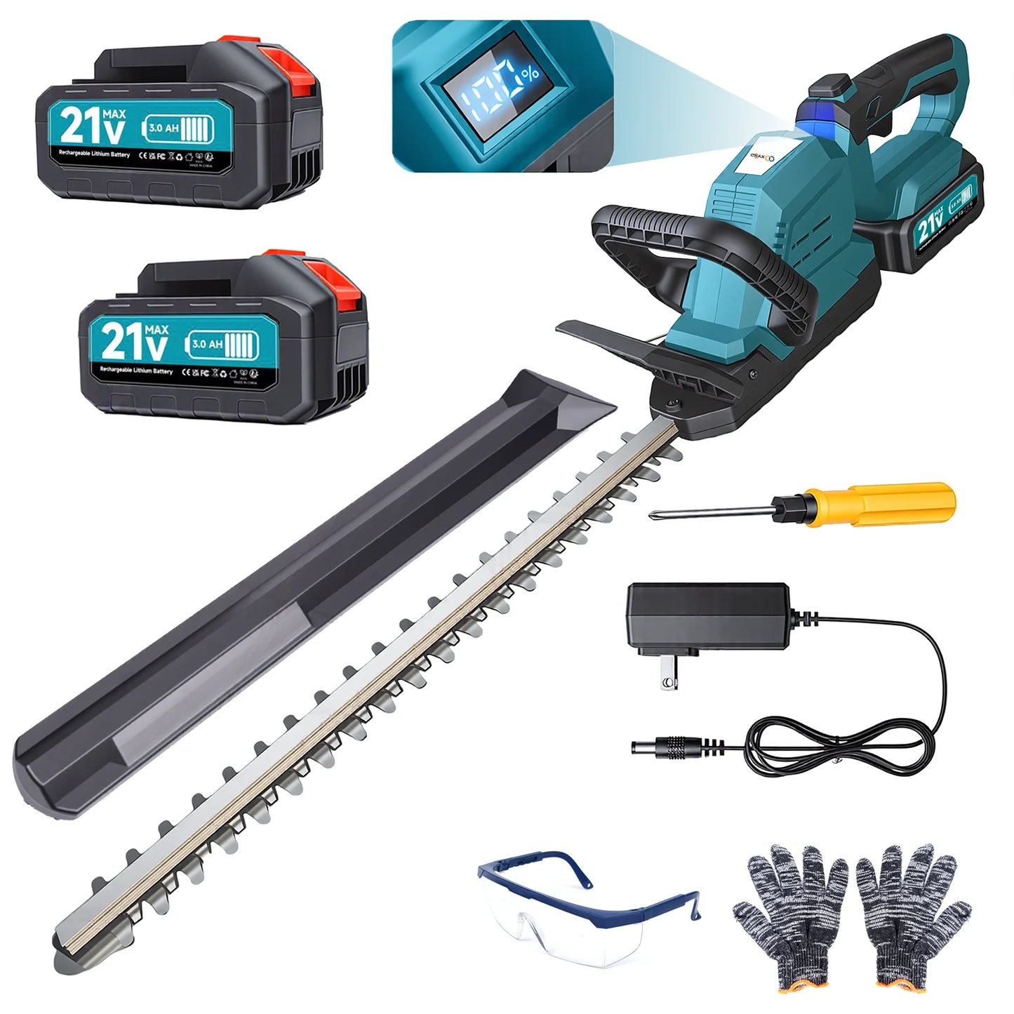XYSD Brushless Cordless Hedge Trimmer With Battery 180 Degree Rotating Head