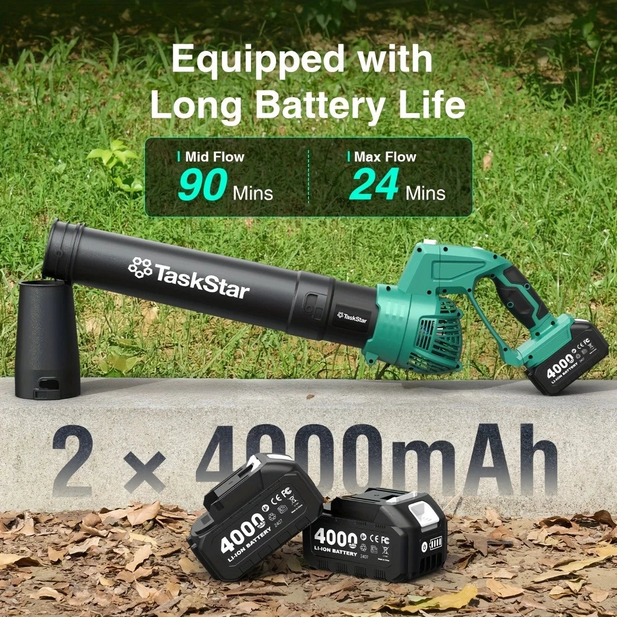 TaskStar Cordless Brushless Leaf Blower 550 CFM With Swivel Head