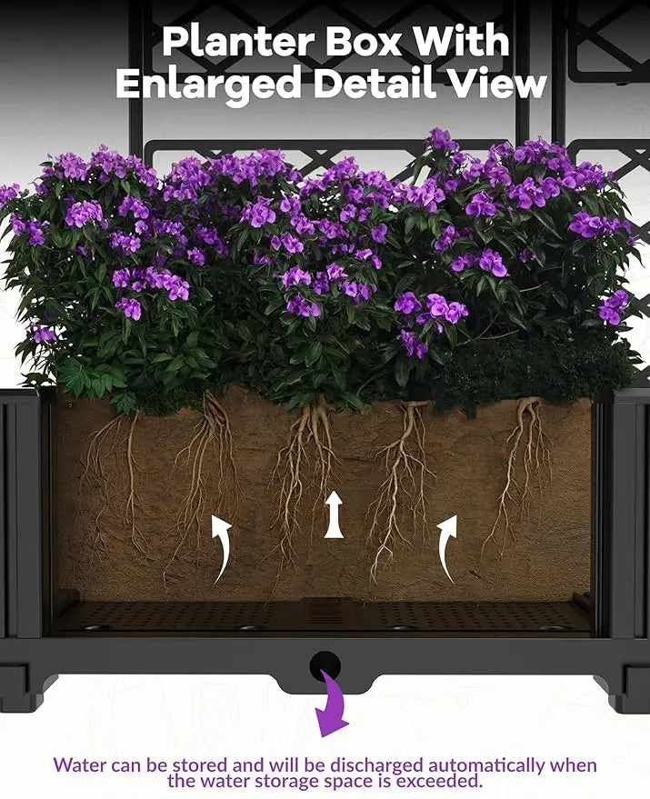 3/7 Panels Raised Garden Bed Outdoor Planter Box with Trellis , Vertical Planter Box For Tomato Planter Cage with Trellis for Climbing Plants Vegetable Flowers