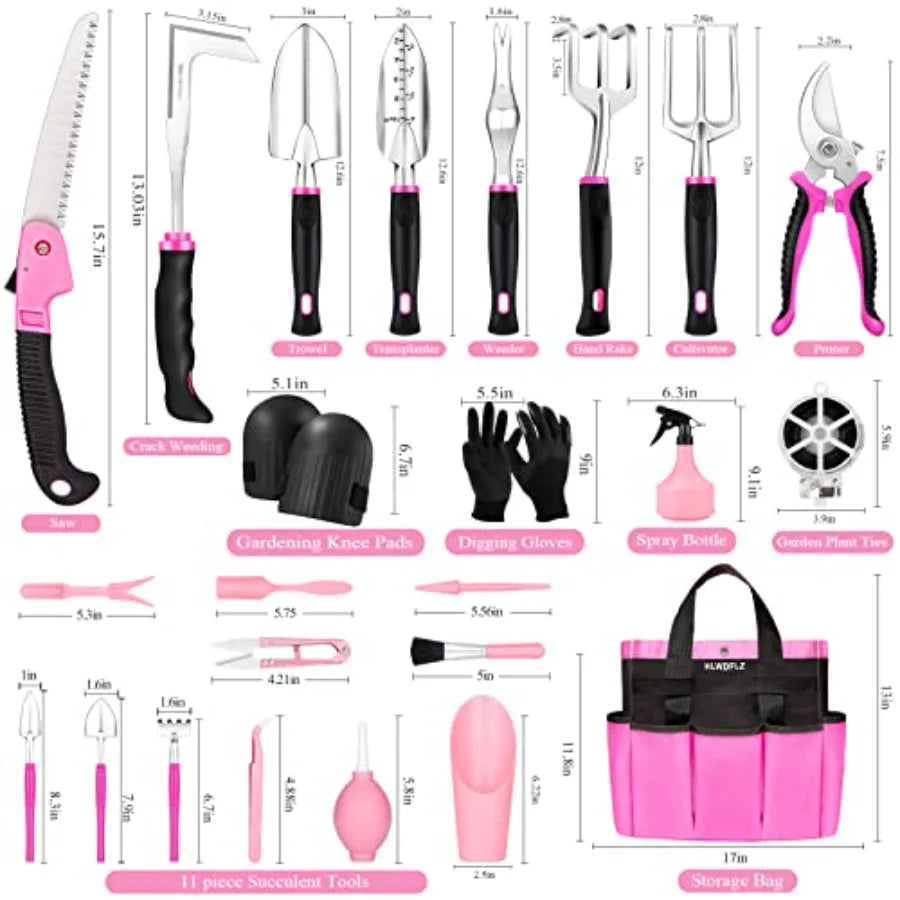 24-Piece Garden Tool Set With Detachable Storage Bag And Weeder