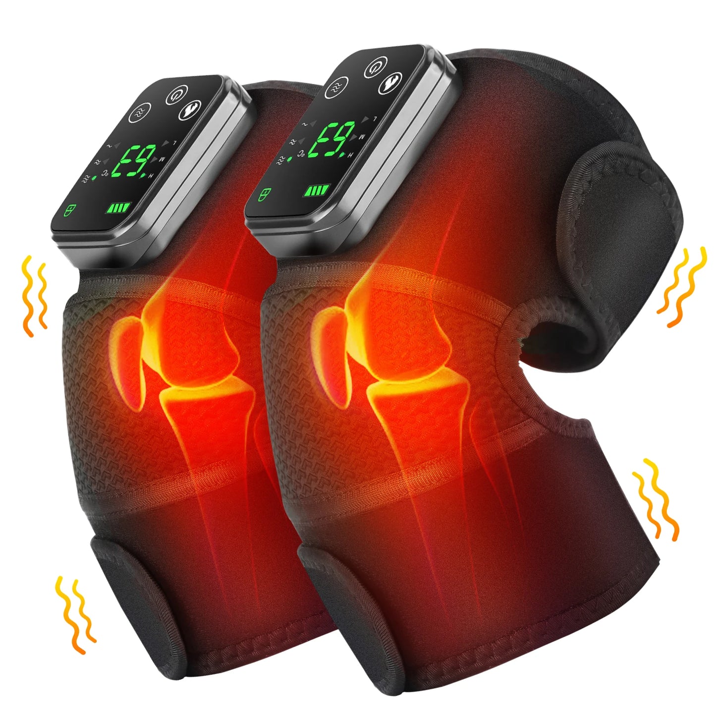 3-in-1 Electric Heated Vibration Massage Knee Pad for Shoulder Elbow Joint Muscle Relax Cordless Thermal Knee Brace Massager