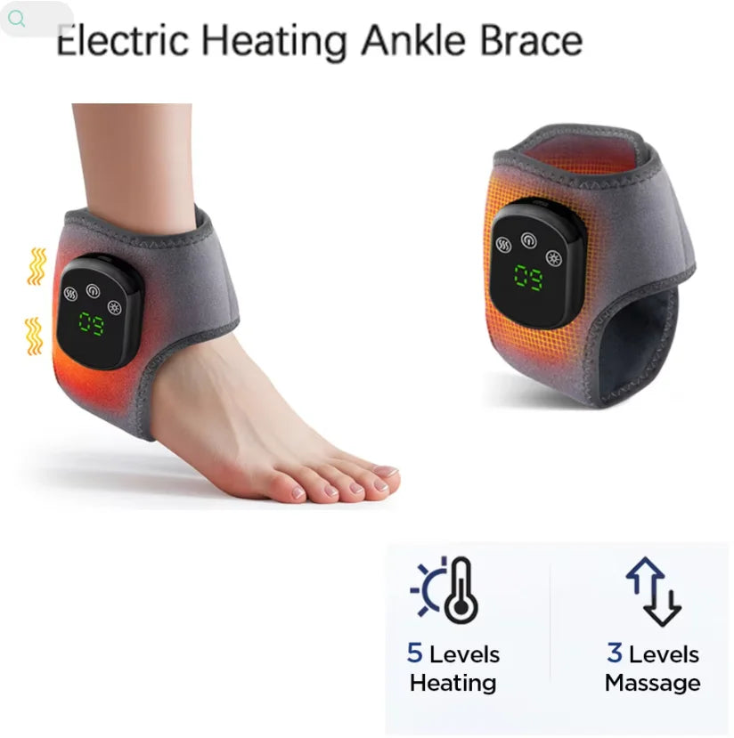 Hailicare Rechargeable Electric Heating Ankle Brace Massager With Hot Compress