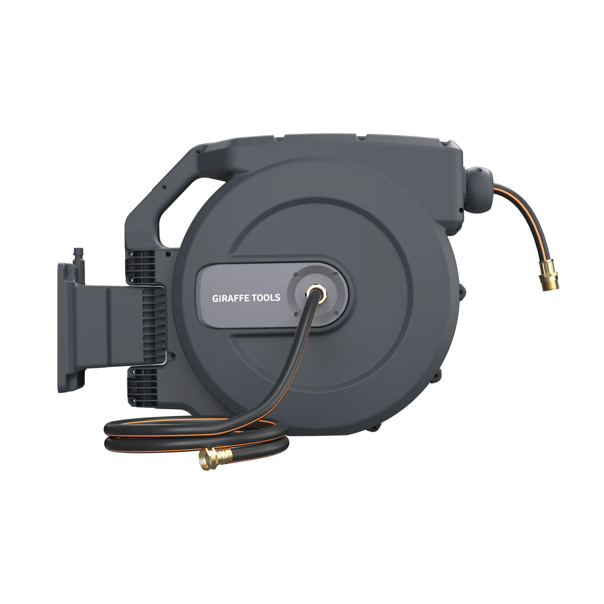 Giraffe Tools Retractable Garden Hose Reel 1/2 Inch x 155 with 5 ft Leader Hose, Heavy Duty, Any Length Lock, Slow Return System, Wall Mounted and 180 Deg Swivel Bracket