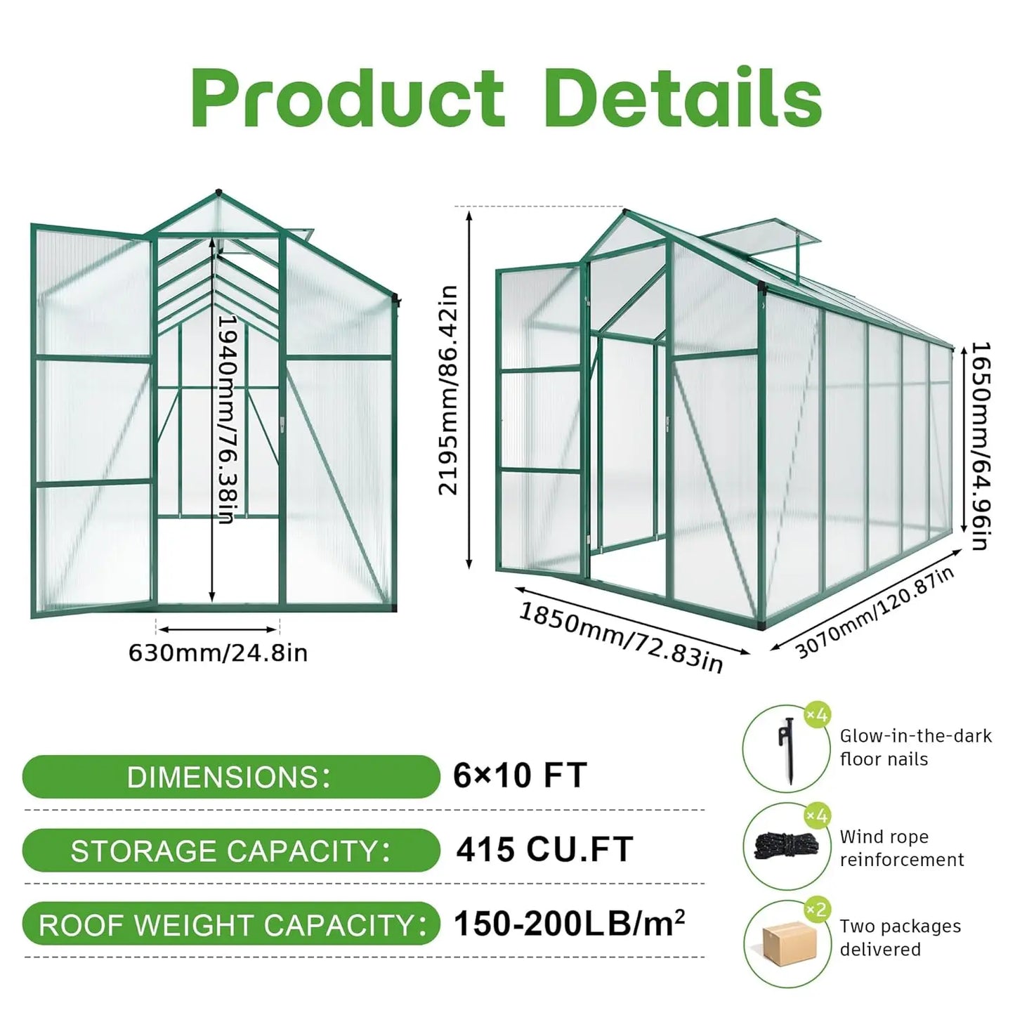 Outdoor Greenhouse With Aluminum Frame And Polycarbonate Panels