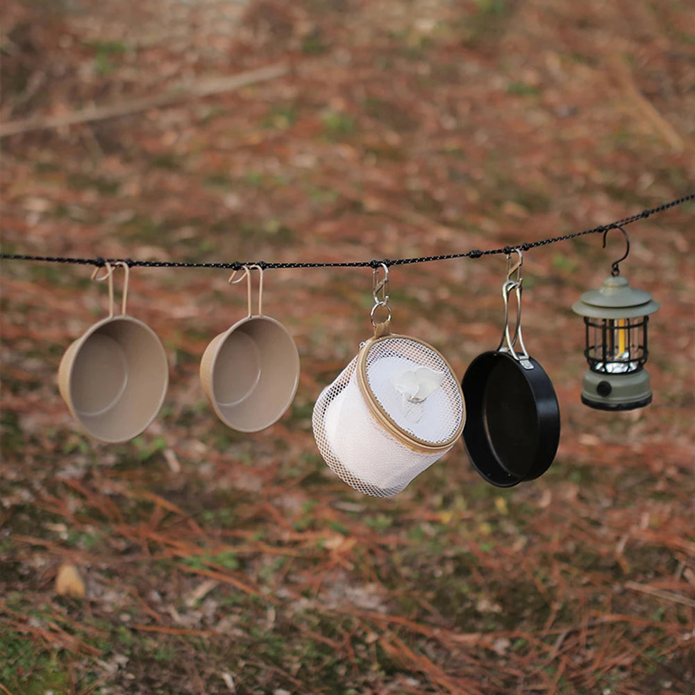Camping Stretch Clothesline With Clips Portable Travel Laundry Drying Rope