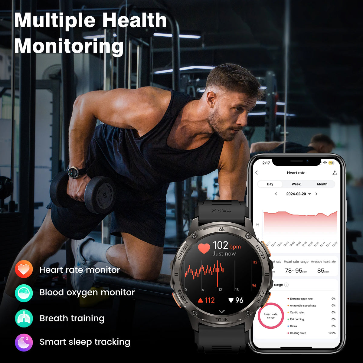 Kospet Tank T3 Smartwatch With Amoled Display And Fitness Tracking