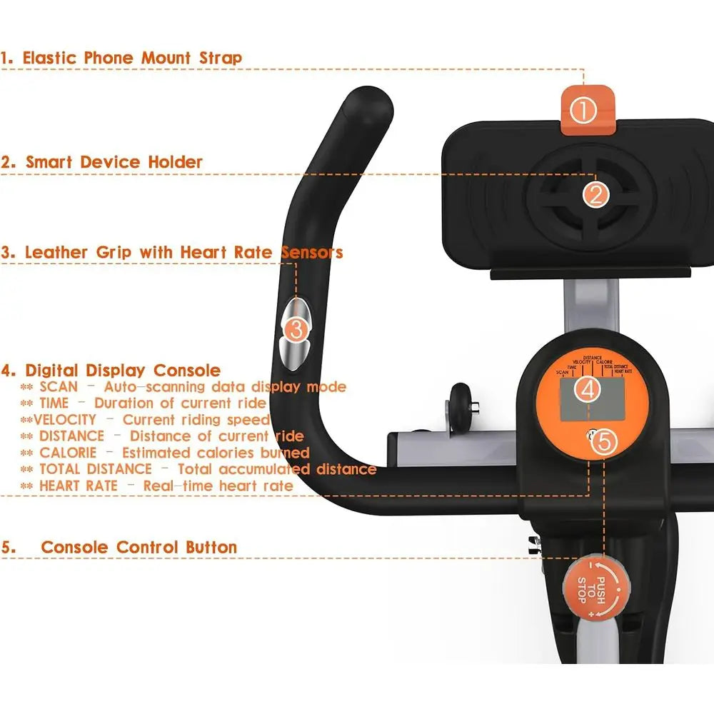 Indoor Cycling Stationary Exercise Bike Digital Display Heart Rate Sensor Phone Mount 265LB Home Cardio Workout Bike