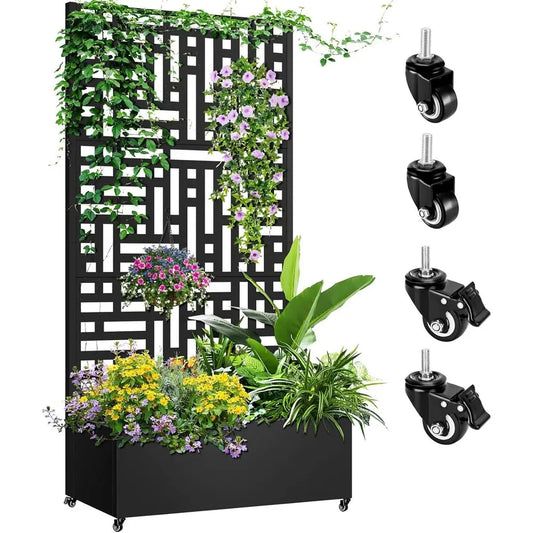 Metal Planter Box Trellis Raised Garden Bed Drainage Holes