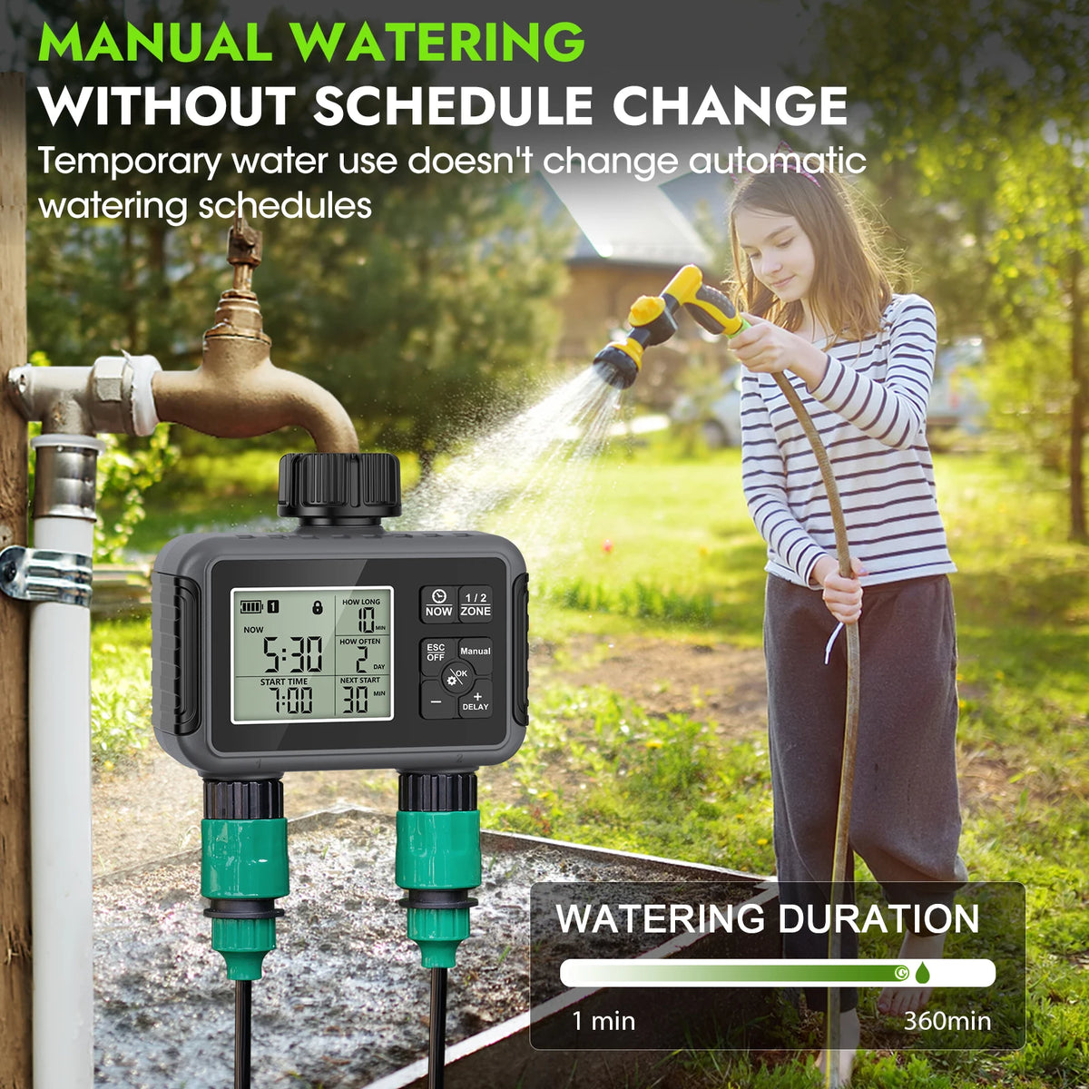 Insoma 2-Zone Sprinkler Timer Programmable Garden Hose Timer Water-Saving Irrigation Controller for Lawn Yard  Drip Systems IPX5