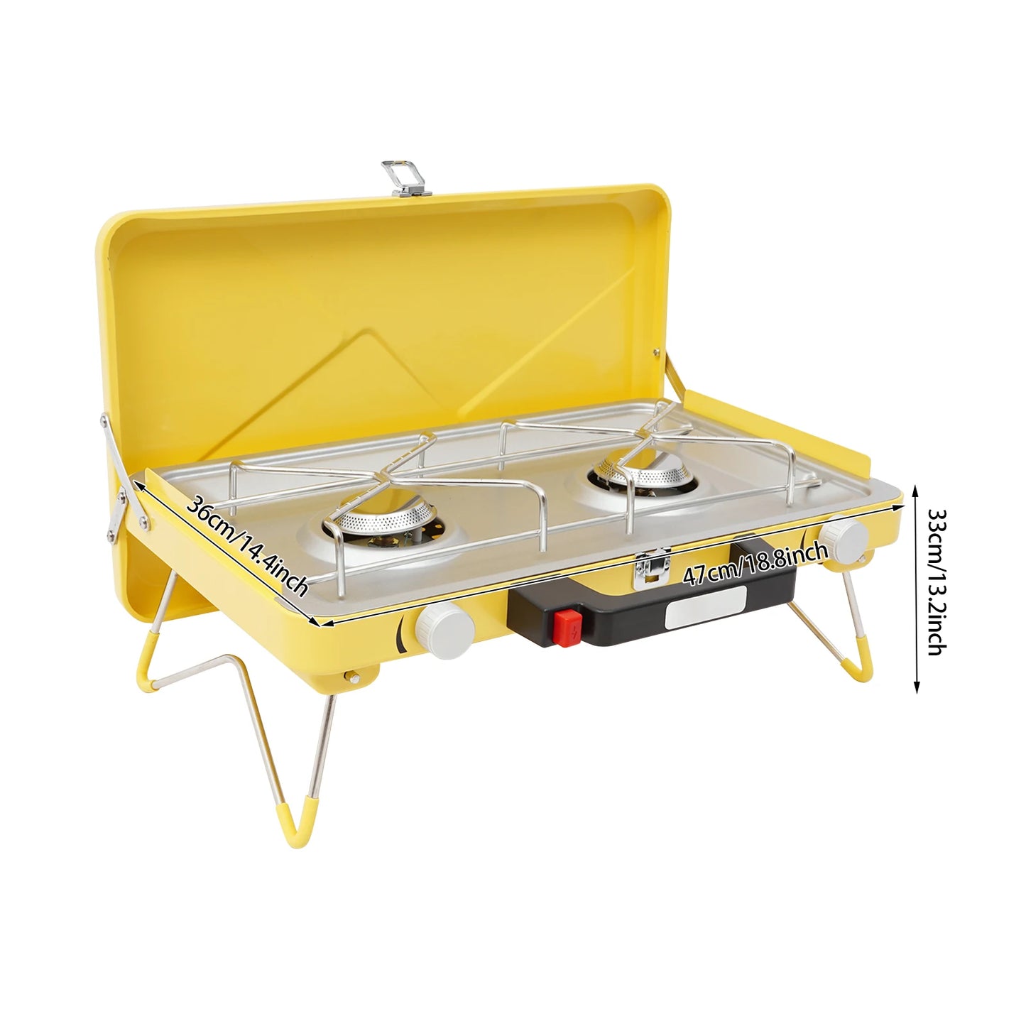 2 Burner Camping Stove 3500W Portable Gas Grill With Piezo Ignition