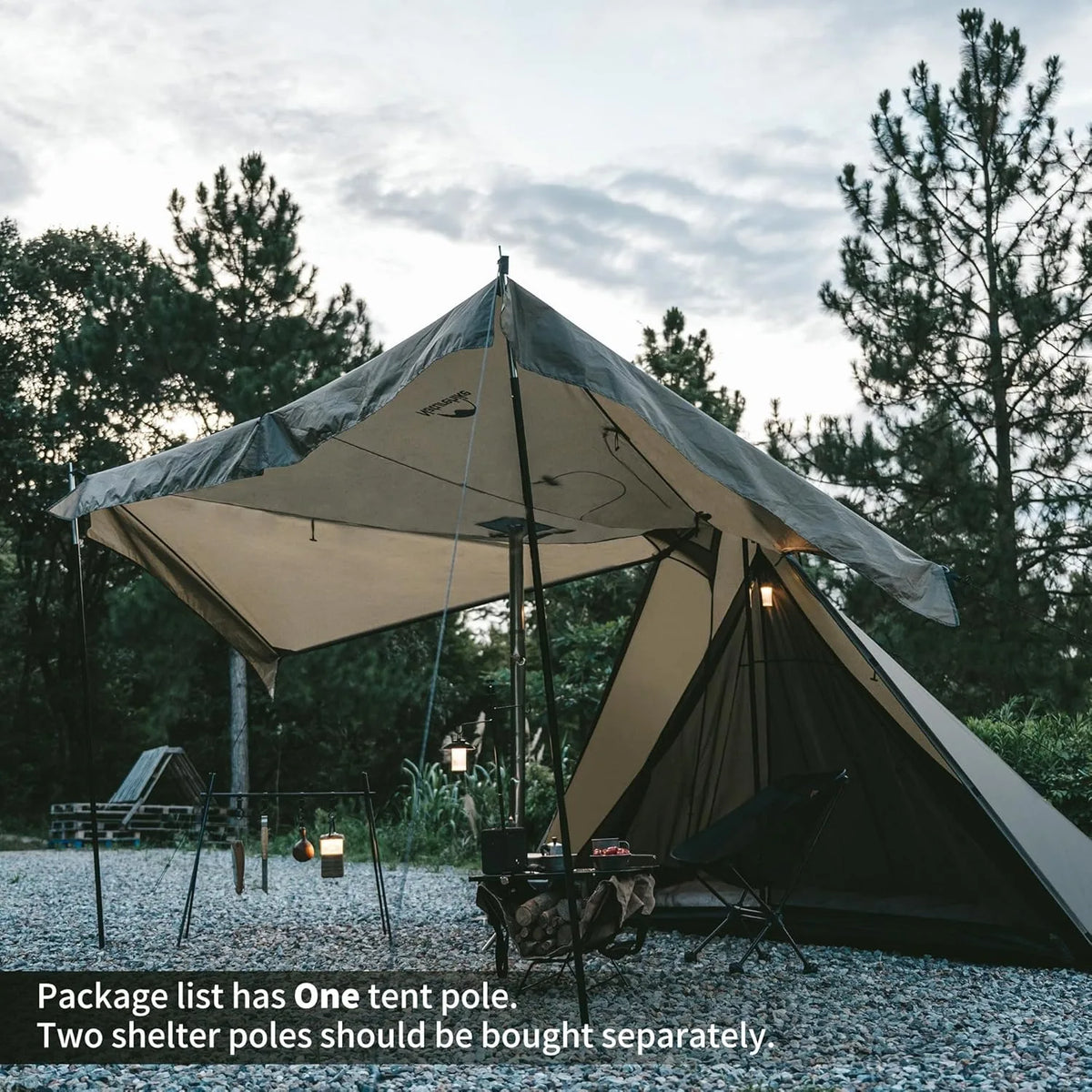 Naturehike Camping Tent with Chimney Window 2-4 Person Outdoor Ultralight Tipi Teepee Tent Pyramid Double Layer Flame-retardant