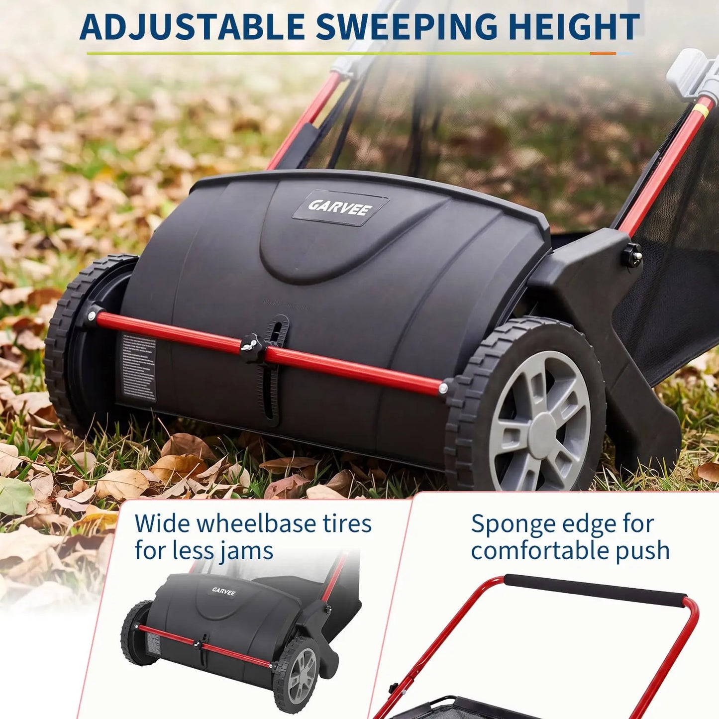 HiMISS Lawn Sweeper Manual Yard Leaf And Grass Collector Hopper