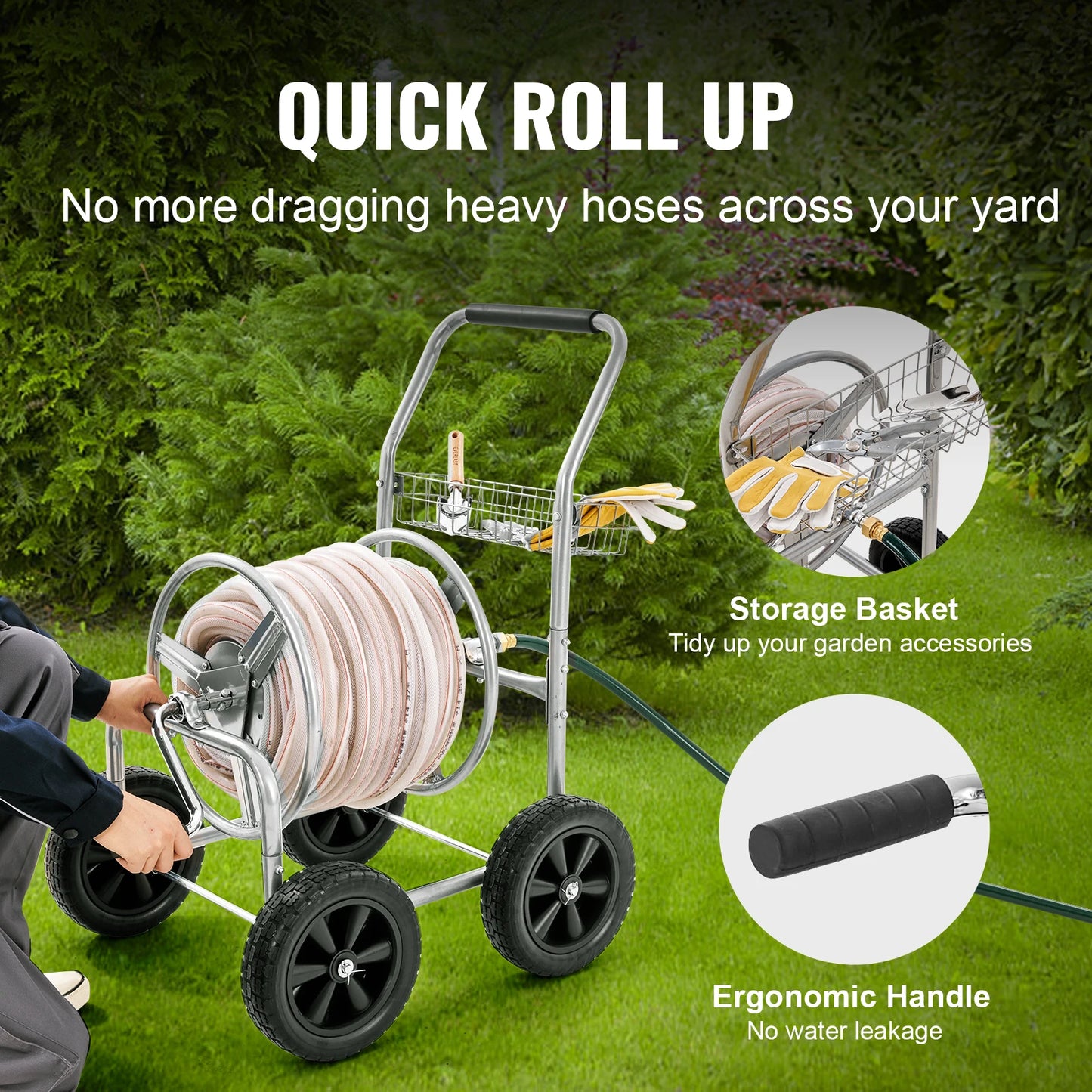 SucceBuy Heavy Duty Hose Reel Cart for Garden Watering System