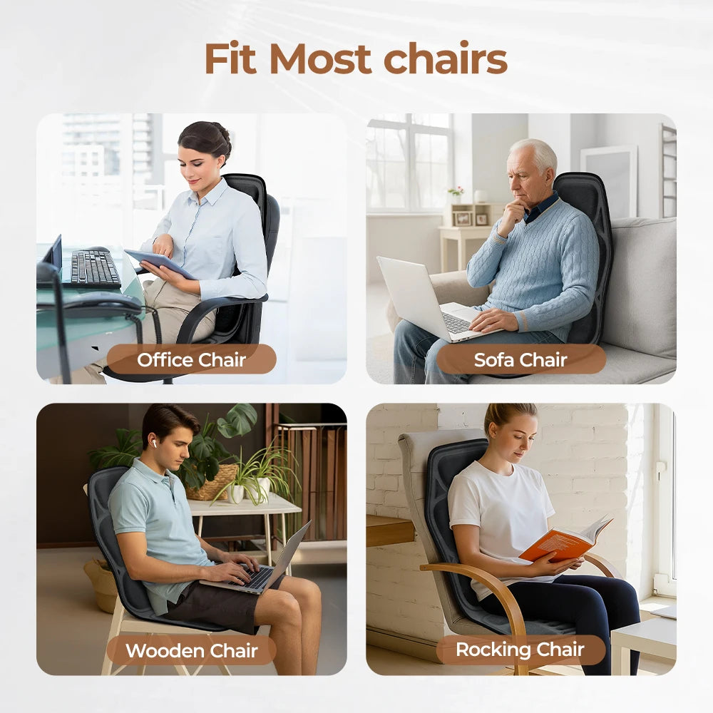 HIMOUTA Back And Shoulder Massager With Heat Deep Tissue Vibration Chair Pad