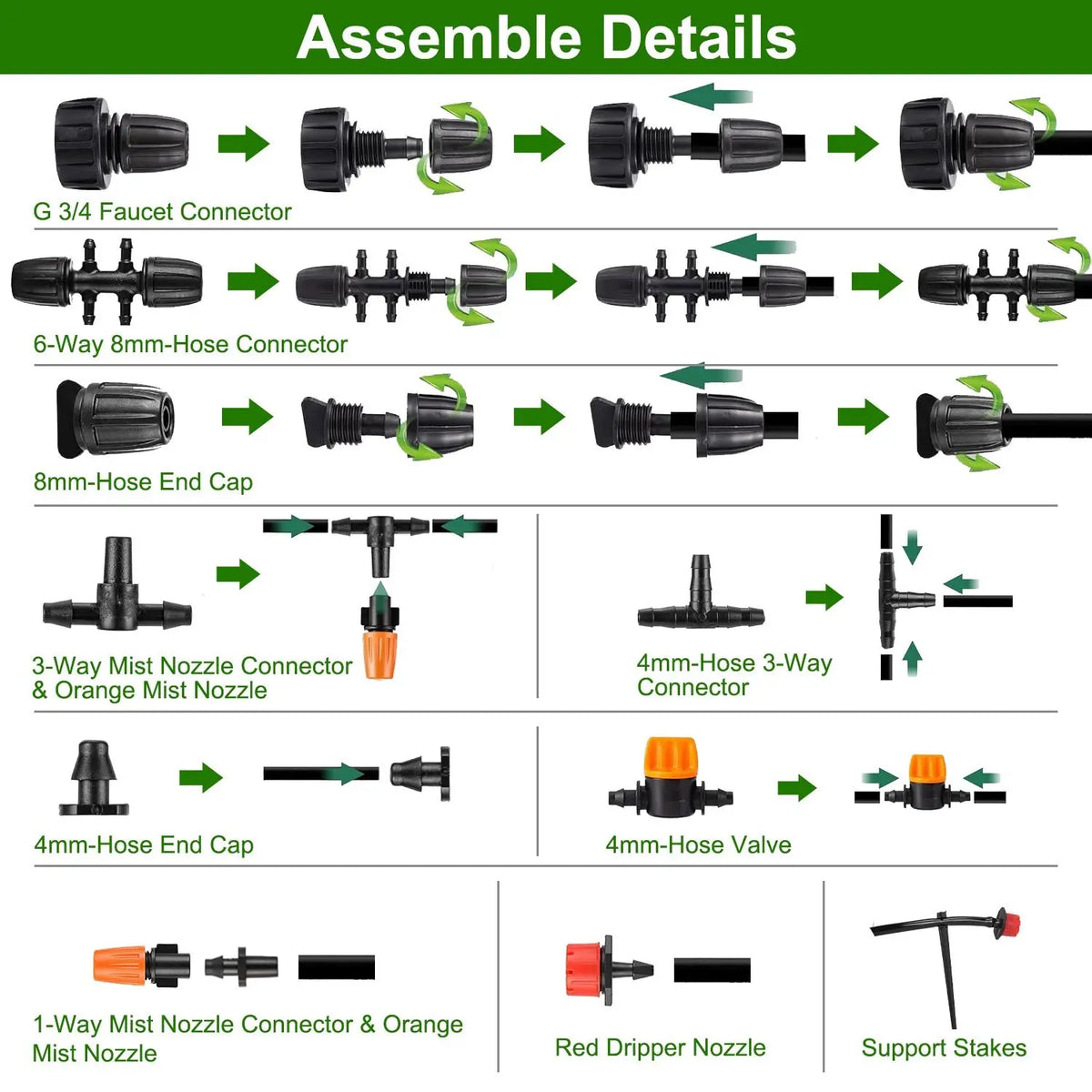 Drip Irrigation Kit Automatic Garden Irrigation System Misting Plant Watering Drip Kit for Garden Greenhouse Flower Bed Patio La