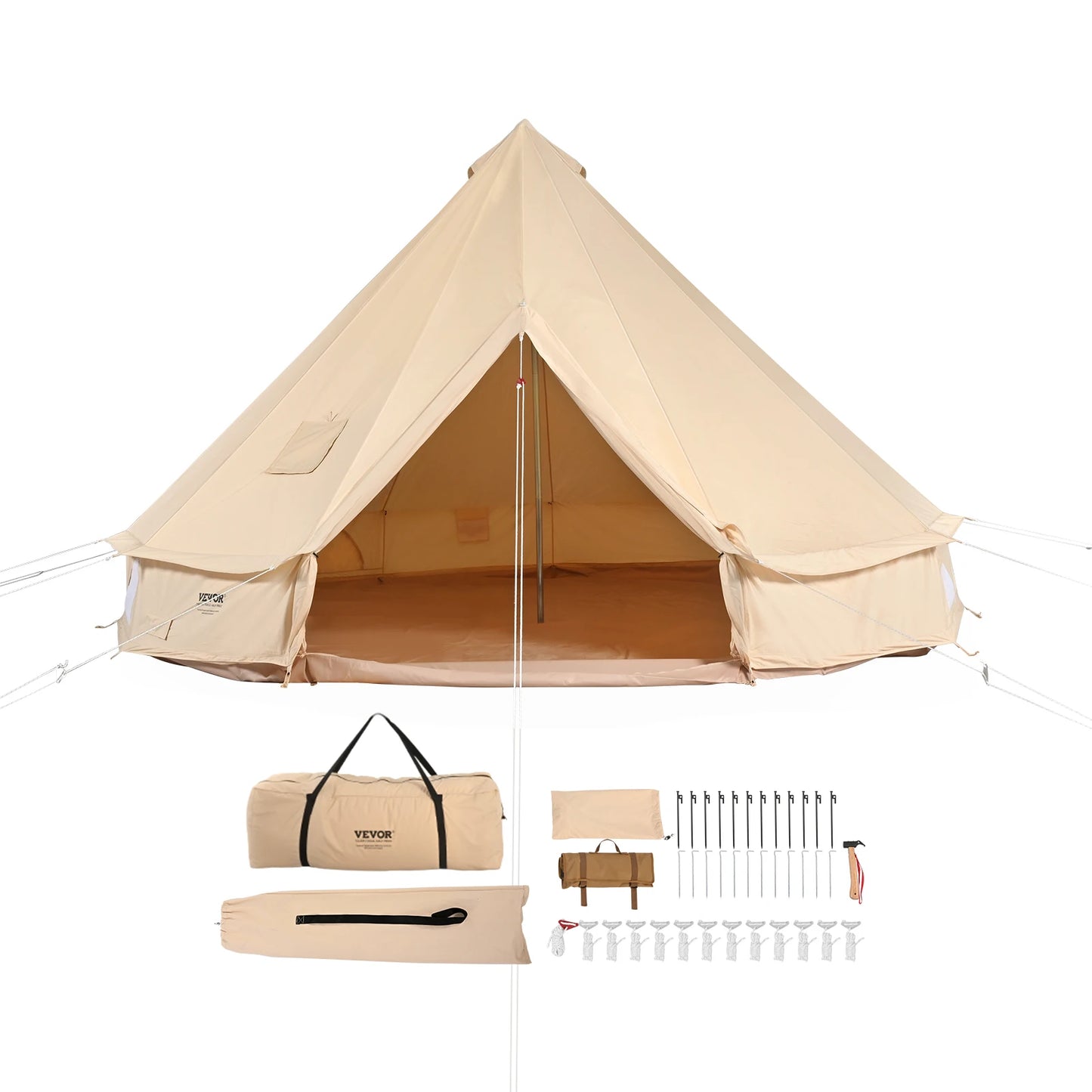 SucceBuy Breathable Canvas Bell Tent For Camping Holds Up To 8 People