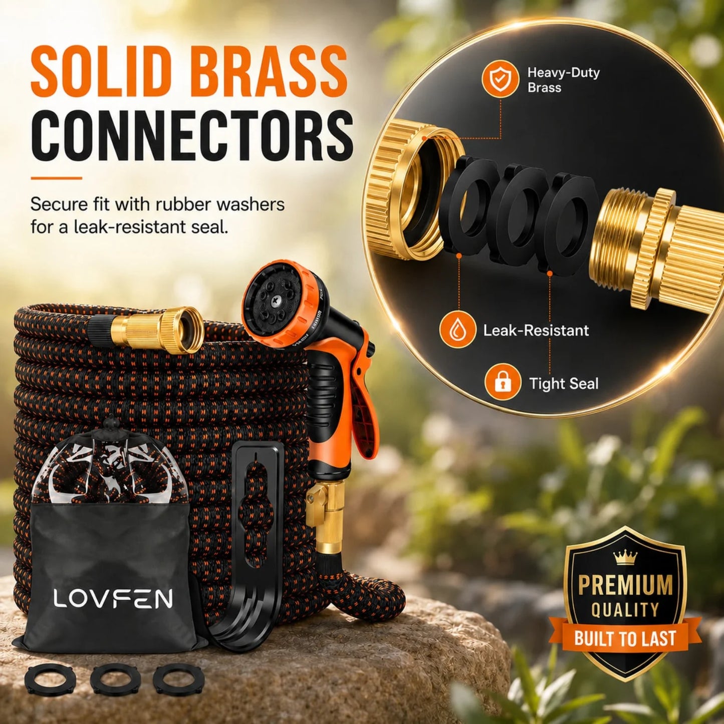 Lovfen Expandable Garden Hose Set With 10 Function Spray Nozzle