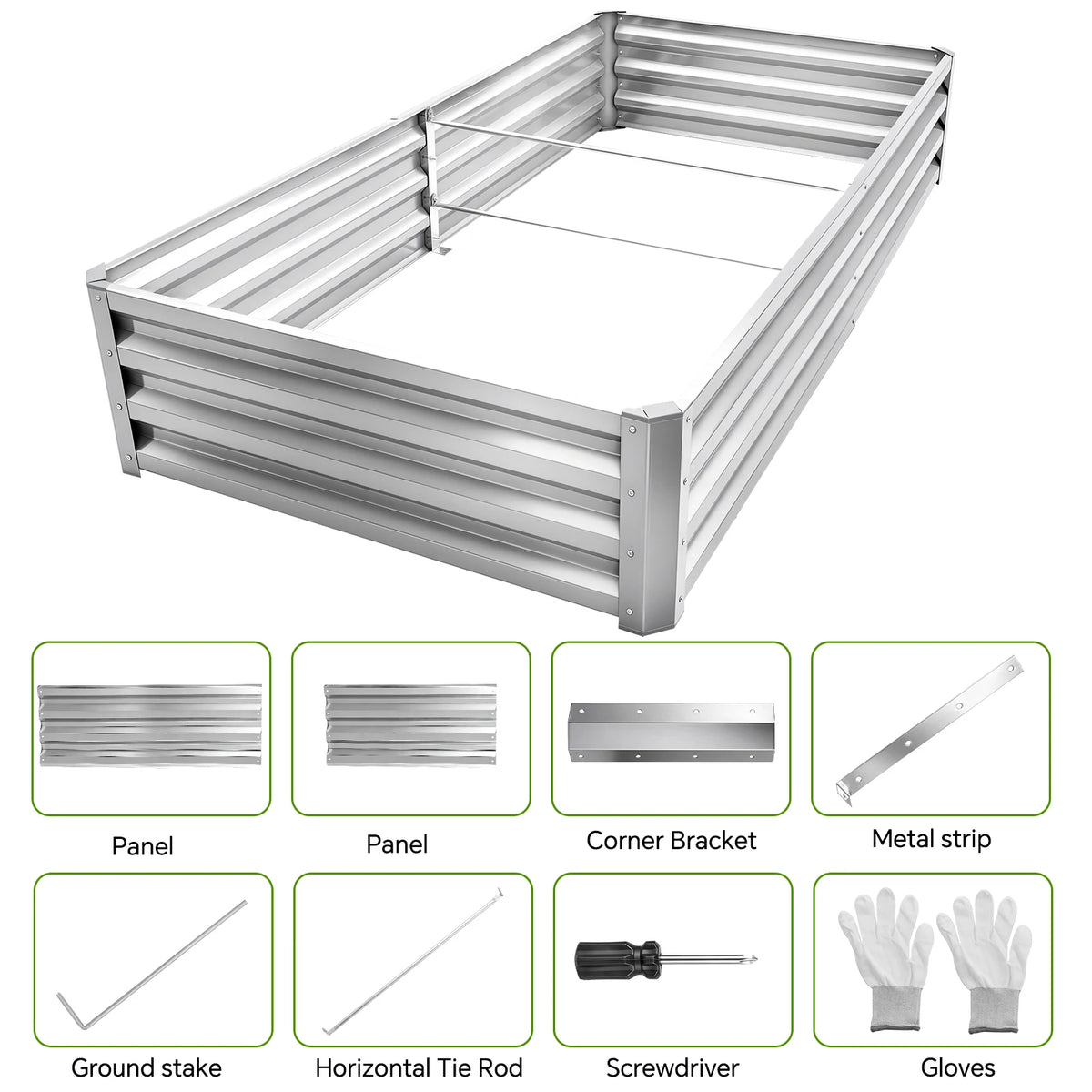 Large Size Galvanized Metal Raised Garden Bed Outdoor Vegetable Growing Planter Box Backyard Planting Container Kit