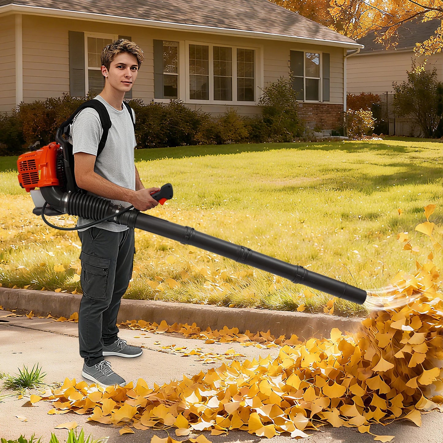 CNCEST 2 Stroke Backpack Gas Leaf Blower For Debris Cleanup