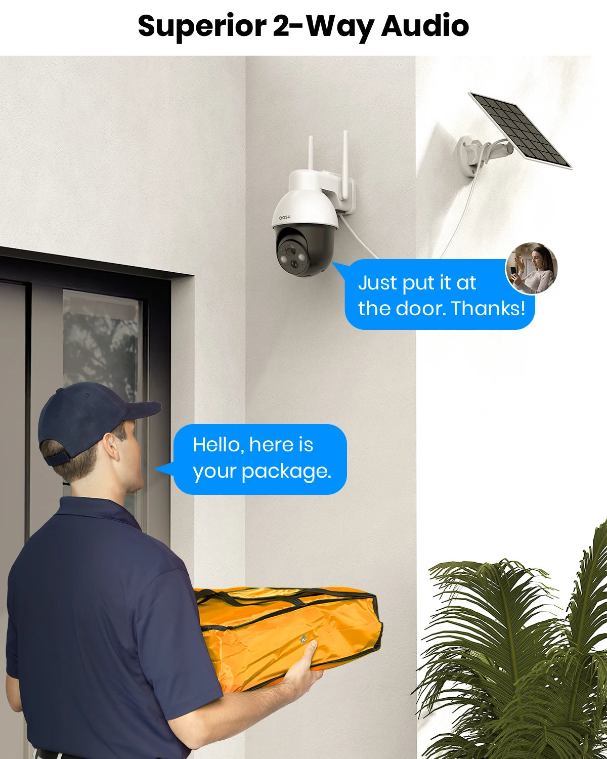 AOSU 3MP PTZ Solar Security Camera Built In Battery AI Motion Detection