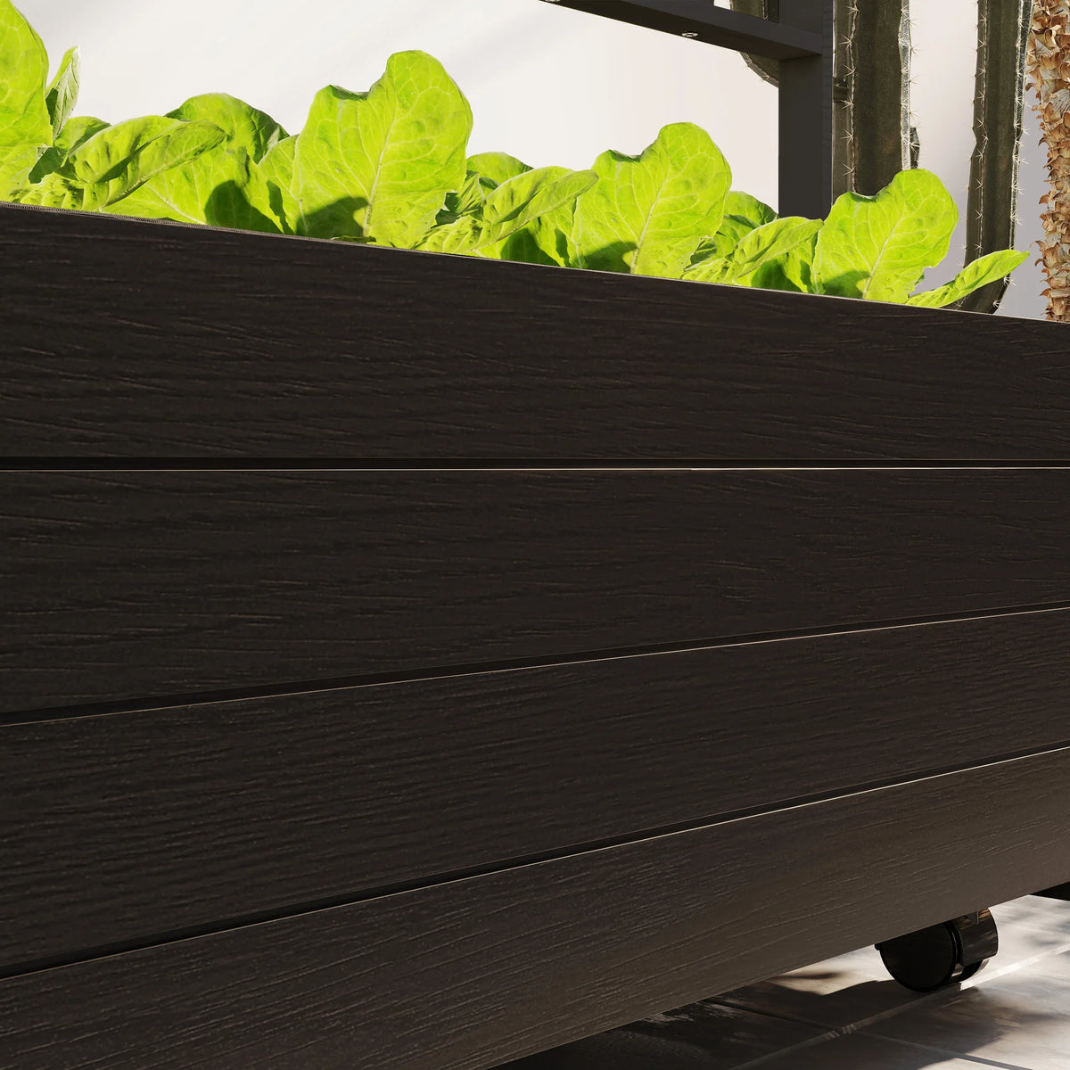 Outdoor Planter with Trellis and Wheels Wooden Raised Planter Box