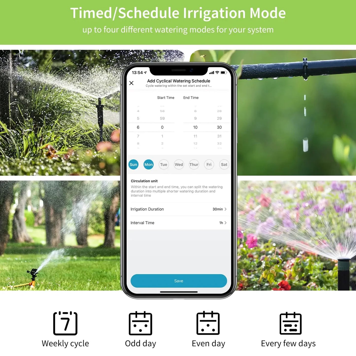 Diivoo Timed Sprinkler for Bluetooth Smart Water Timer for Garden Hose Up to 20 Separate Watering Schedules Rain Delay