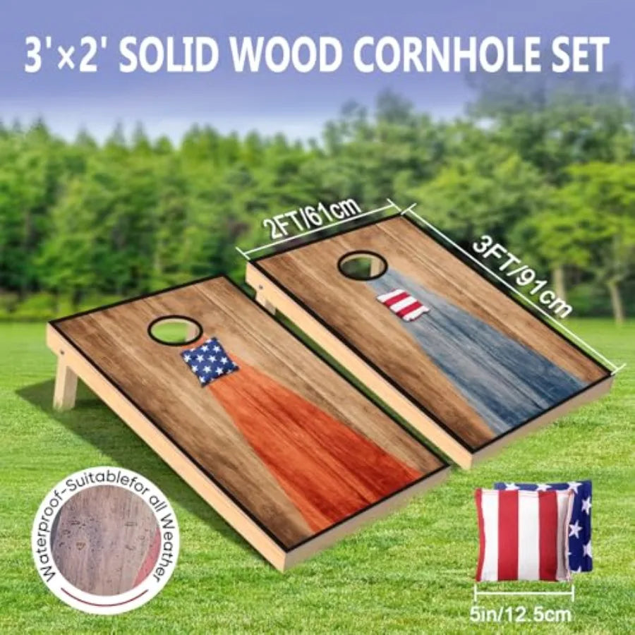 Cornhole Board Set With 8 Bean Bags Solid Wood Boards
