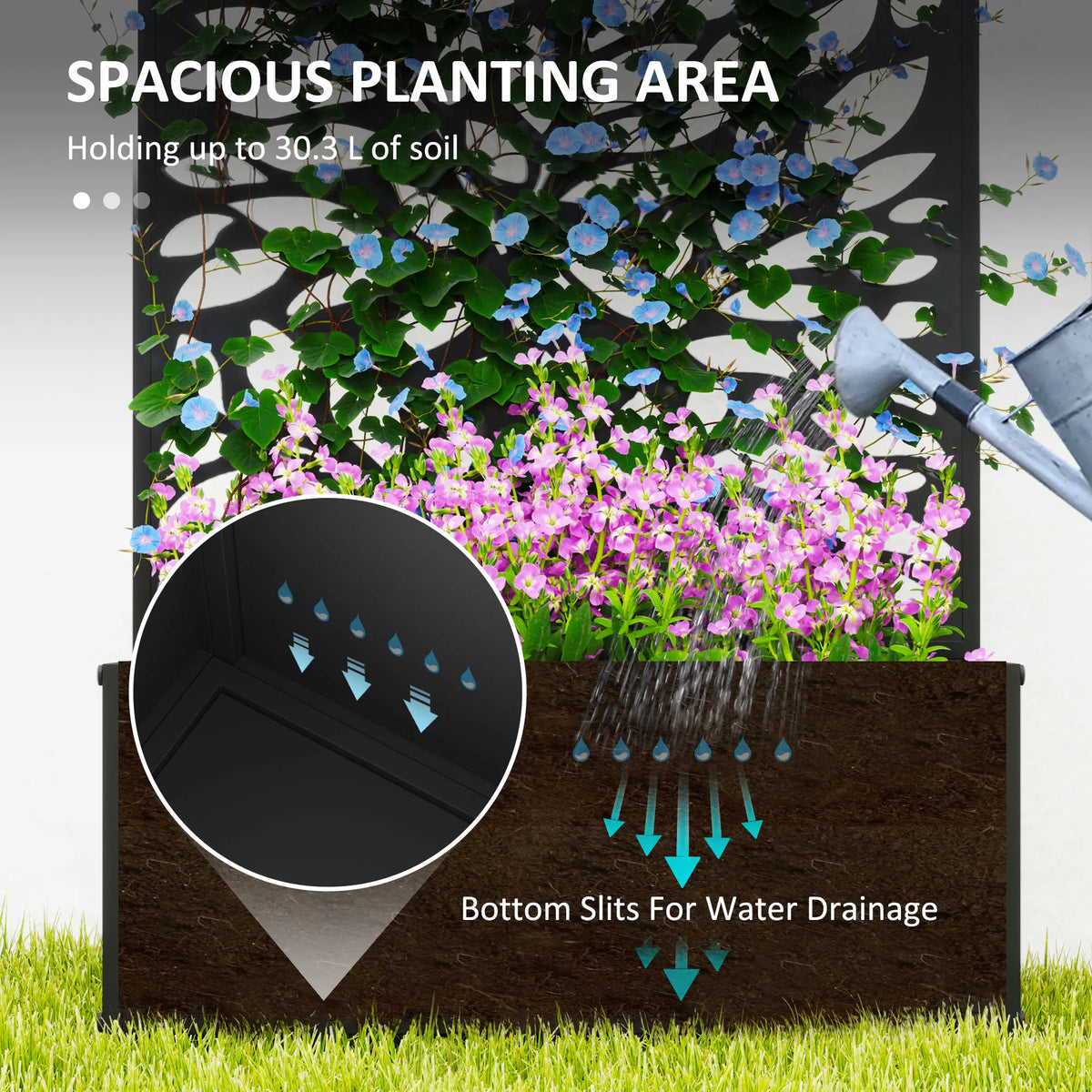 Garden Box with Privacy Panel, Outdoor Planter Box for Garden