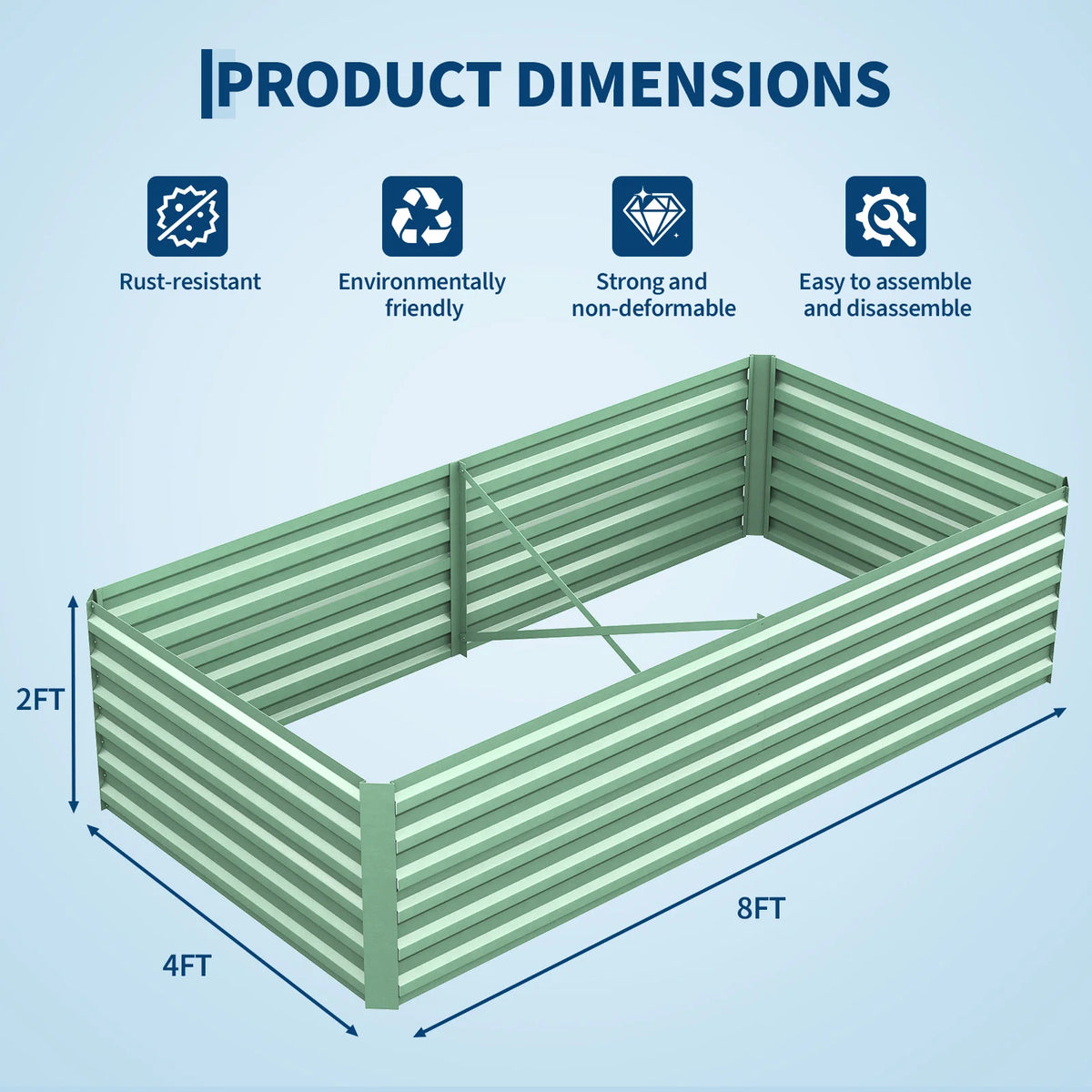 Galvanized Metal Raised Garden Bed - 24" Tall Rust-Resistant Planter Box, Open Bottom Planter with Drainage for Vegetables/Flowers/Herbs