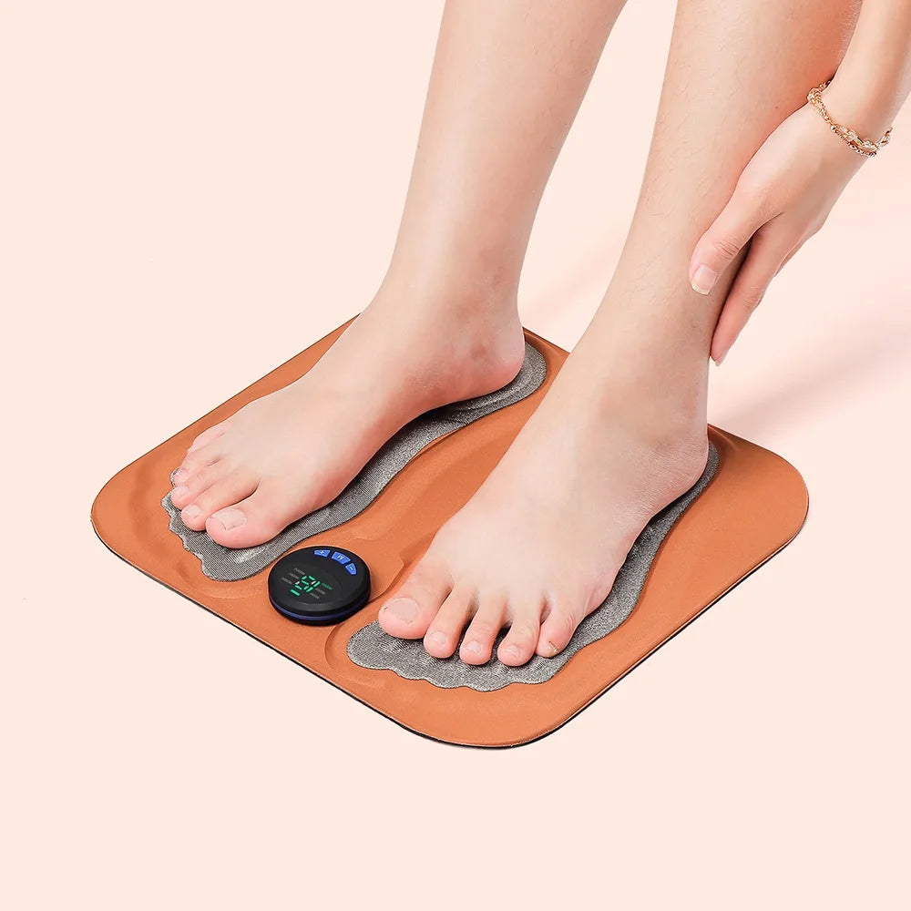 3D Smart Rechargeable Foot Massage Pad EMS Remote 6 Modes 15 Levels Electric Foot Massager Improves Blood Circulation Relax Muscles Slim Legs