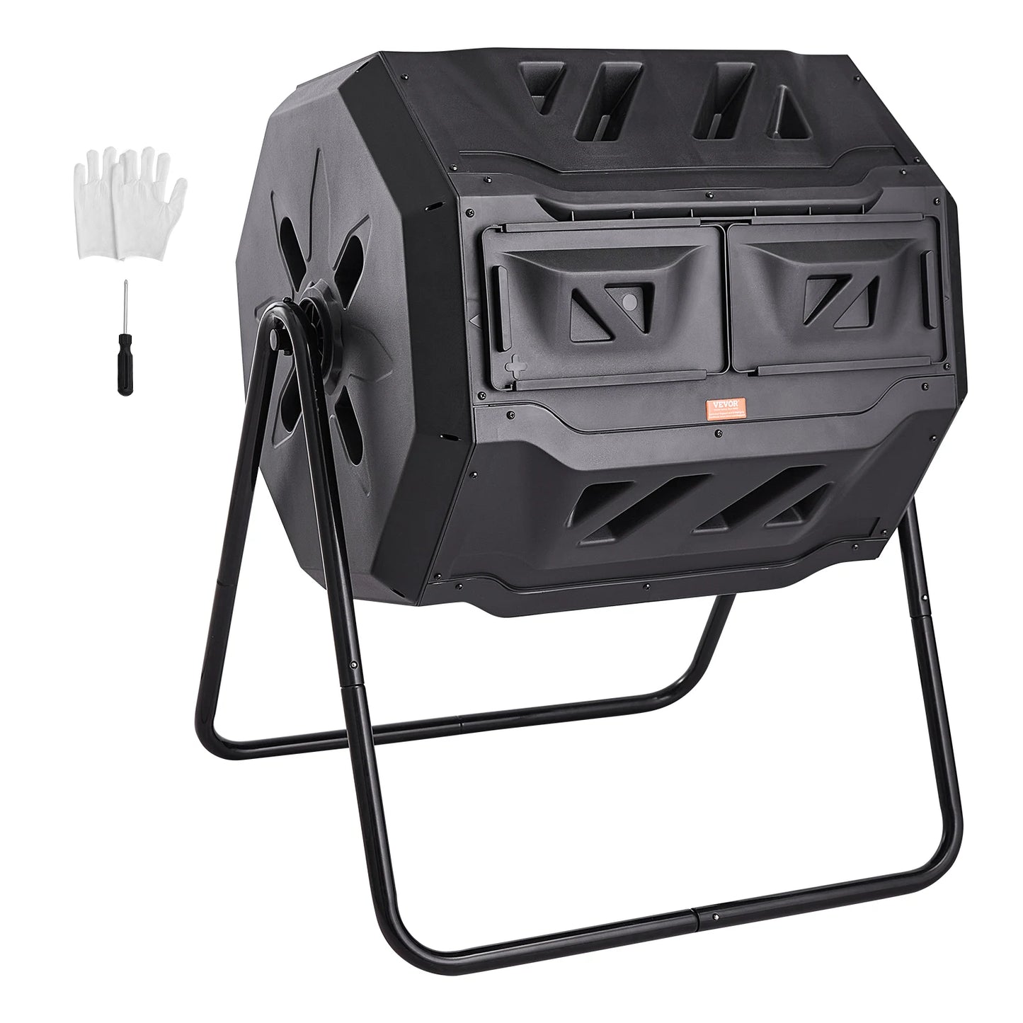 Dual Chamber Tumbling Composter Bin For Garden And Yard