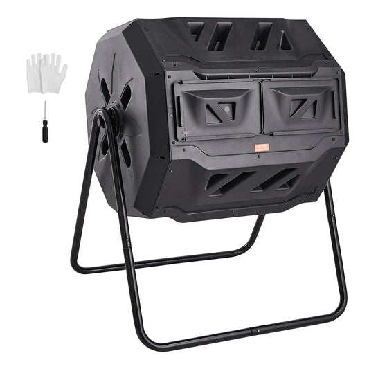 Dual Chamber Tumbling Composter Bin For Garden And Yard