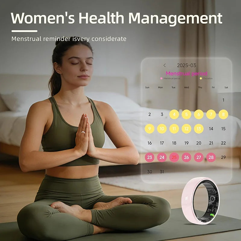 UouNeaCo Ceramic Smart Ring With Charging Case Health Sleep Monitoring