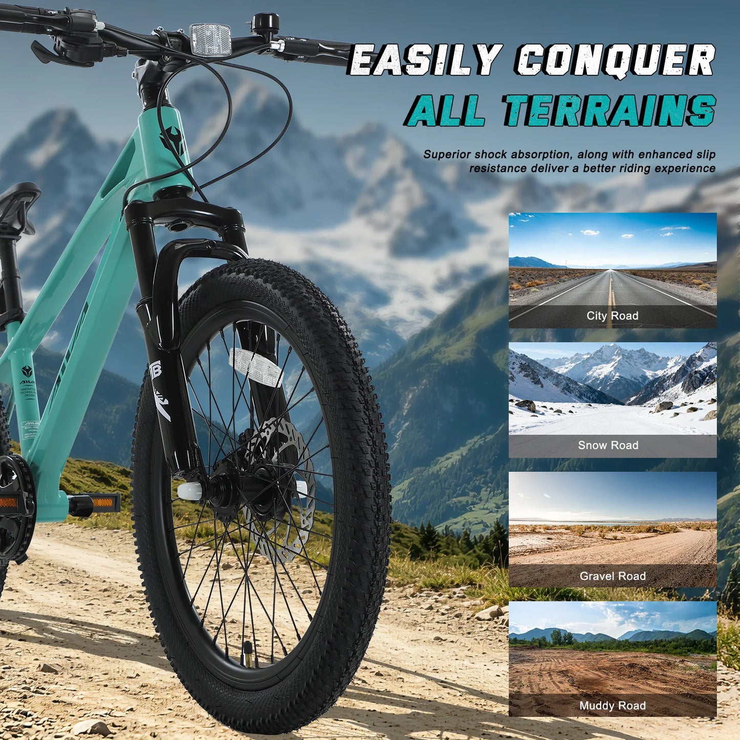 Lightweight Hardtail Mountain Bike With Seven Speed Disc Brakes