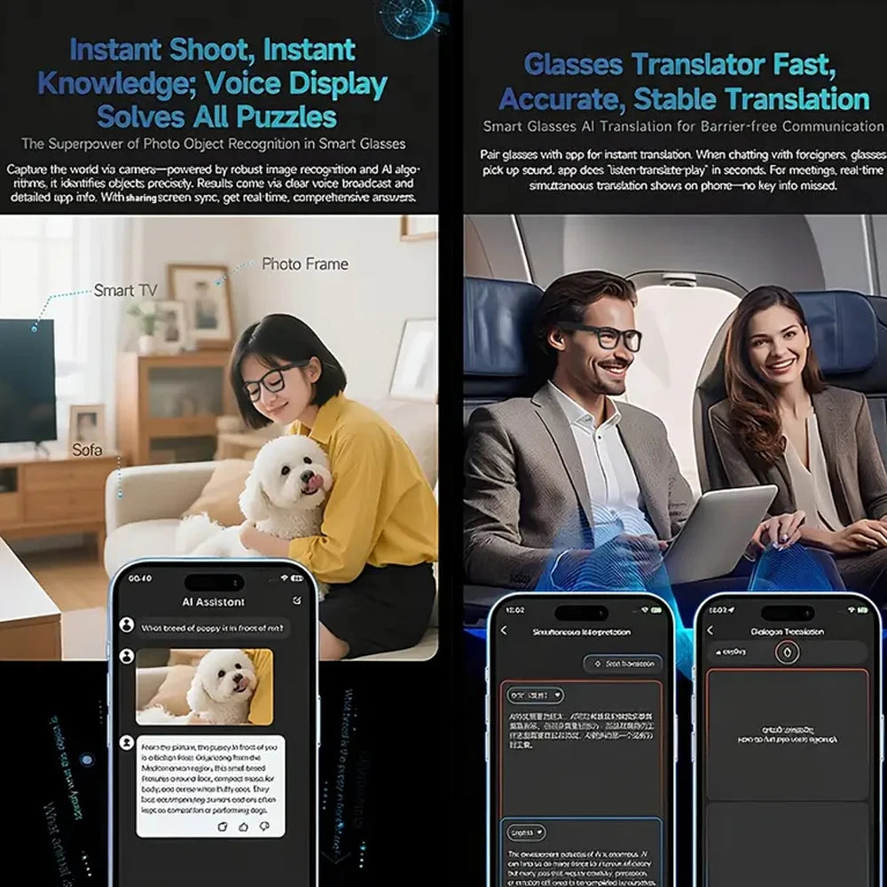 SENBONO Smart Glasses With AI Translator 8MP 4K Video Camera