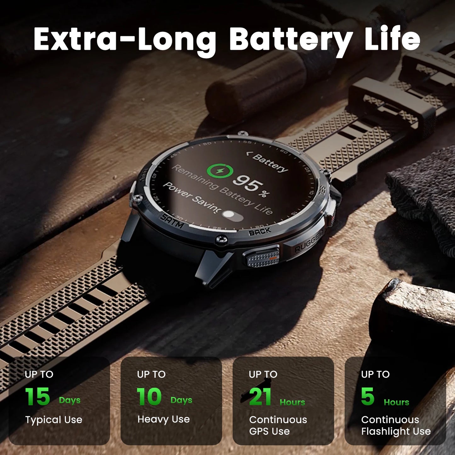 Kospe Tank T4C Smartwatch Rugged Outdoor GPS Health Tracker