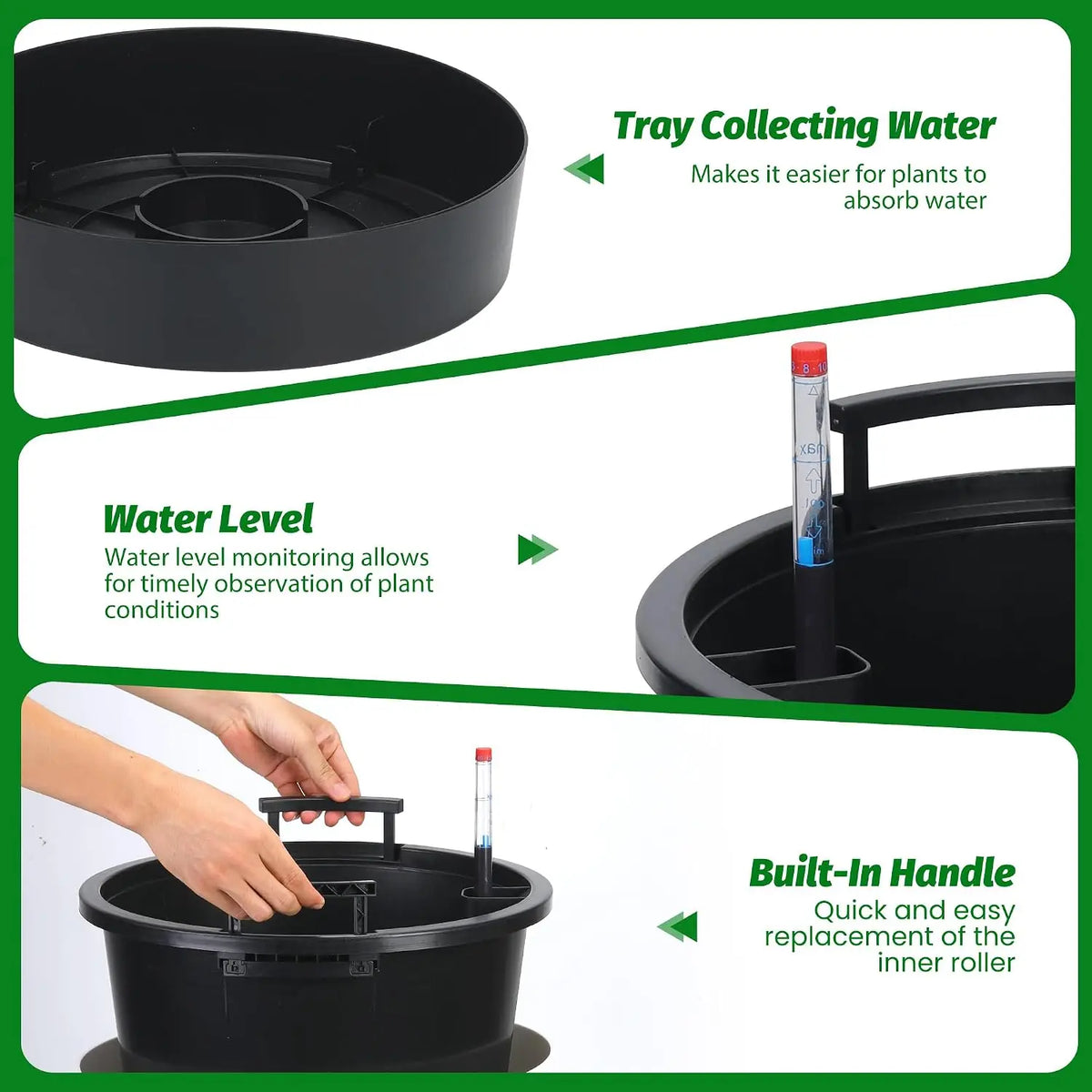Tacleekii 30 in Planters Set of 2  Outdoor & Indoor Planters with Water Level Monitor ＆ Inner Bucket Automatic Watering  Self-Watering with Reservoir for Porch Backyard Patio