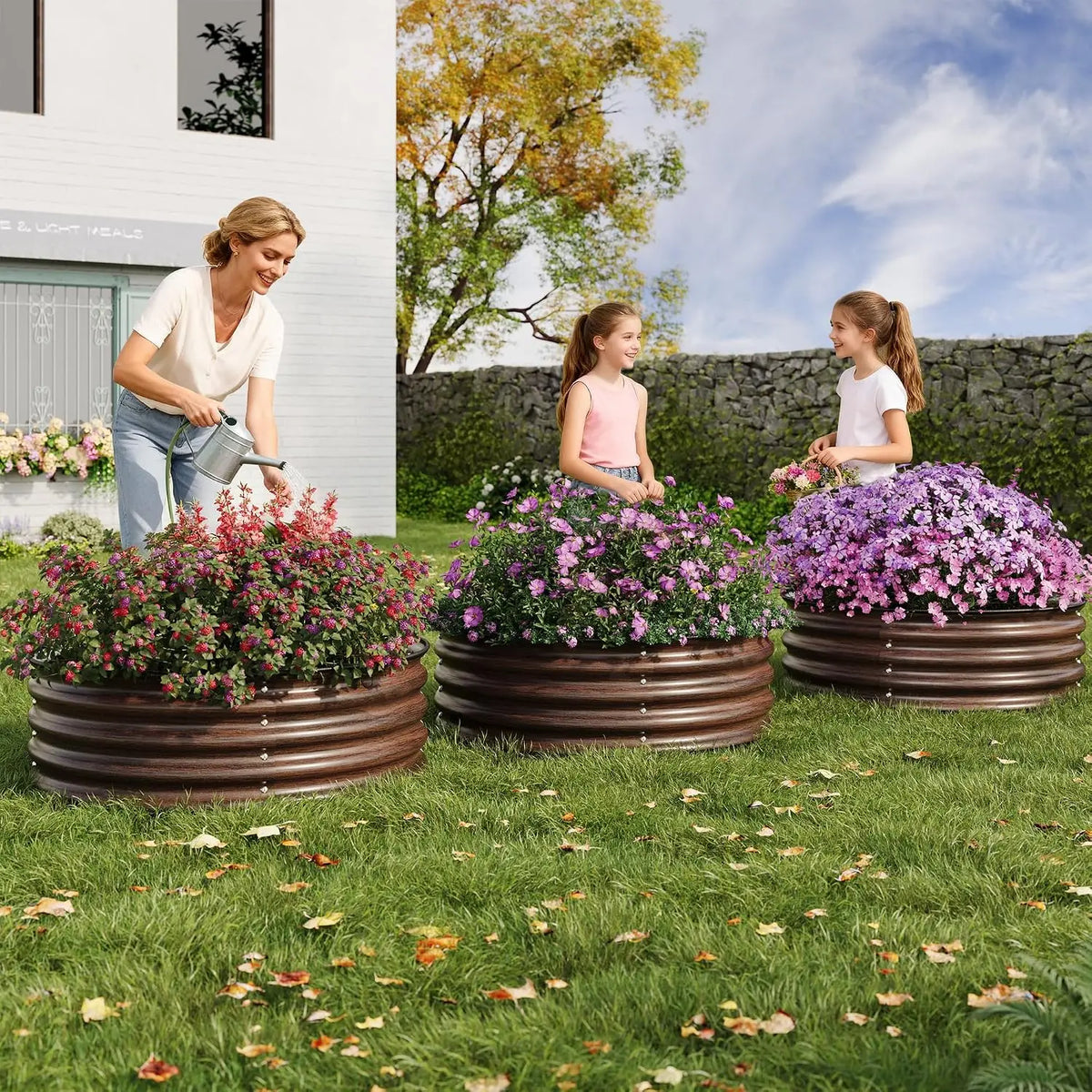 2/3pcs 2X1.5FT Land Guard Galvanized Raised Garden Bed Oval 17in Large Metal Planter Box Kit for Outdoor Garden Vegetables Flowers Herbs Planting