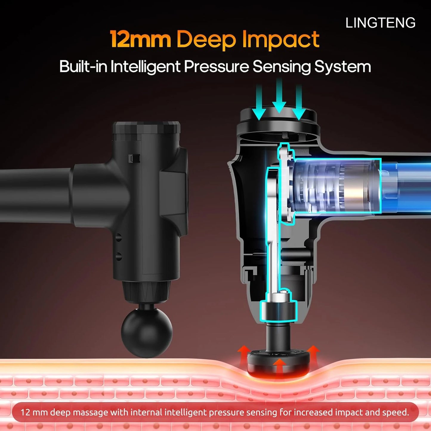 LINGTENG Heating Massage Gun Deep Tissue Muscle Percussion Massager