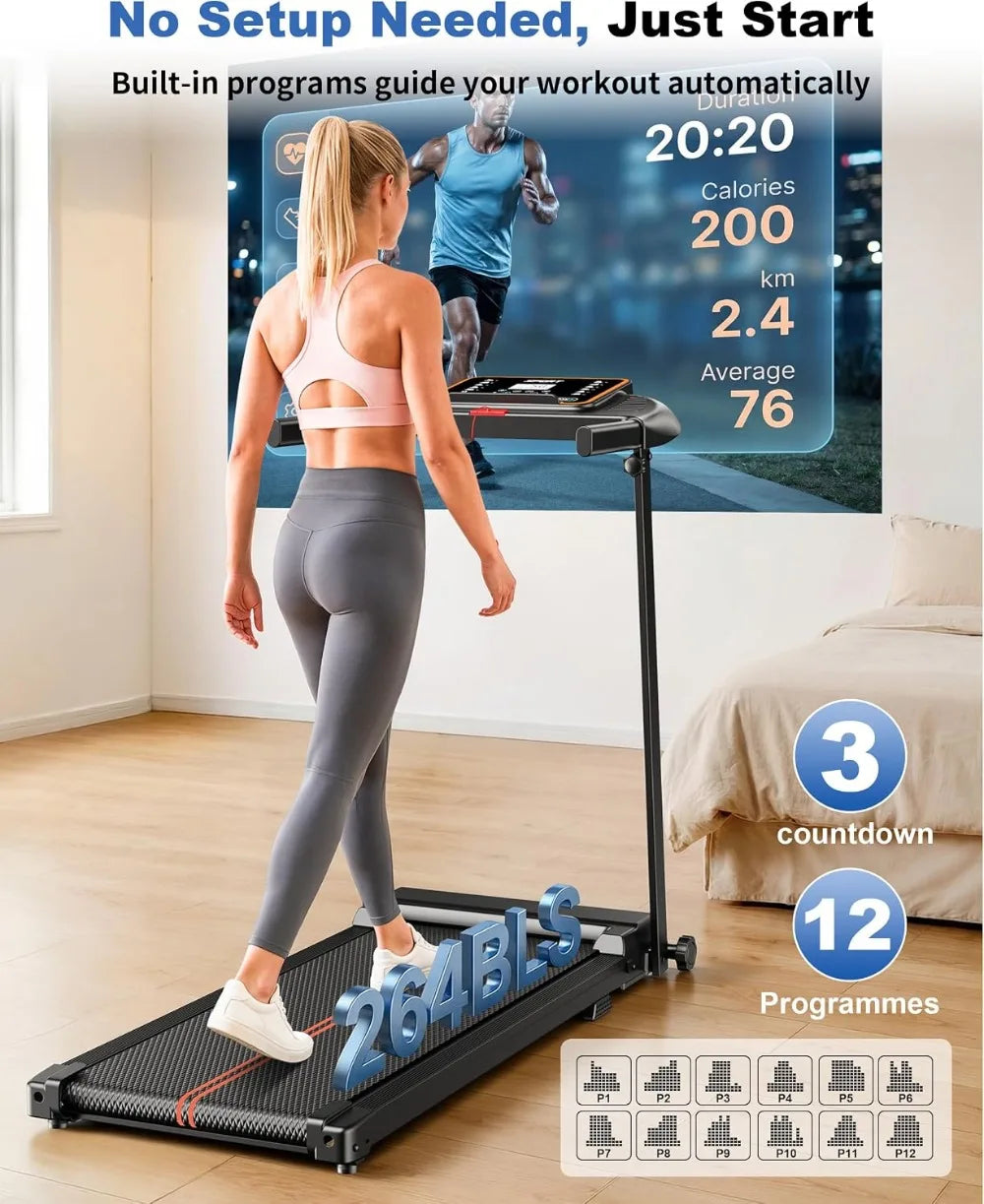 Treadmills for Home Walking Pad - Foldable Under Desk with Handle Bar 0.6-6.2 MPH Portable Compact Running Machine Quiet Lightweight