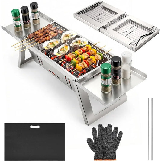 XIUWO Compact Foldable Charcoal Grill With 4 Level Heat Control