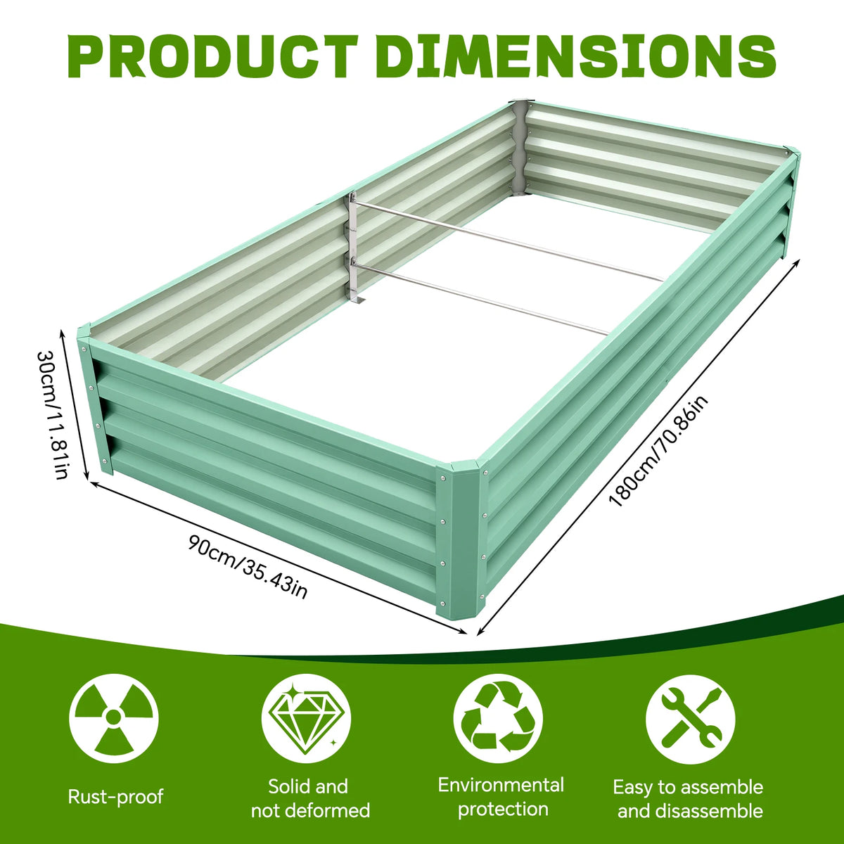 Large Size Galvanized Metal Raised Garden Bed Outdoor Vegetable Growing Planter Box Backyard Planting Container Kit