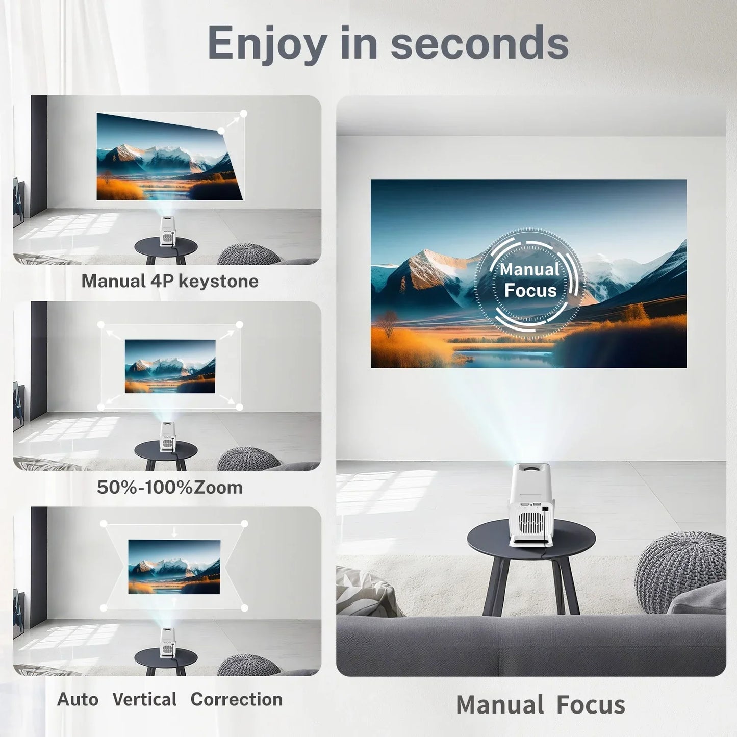 LynCast Smart Mini Projector 1080P 4K WiFi Bluetooth